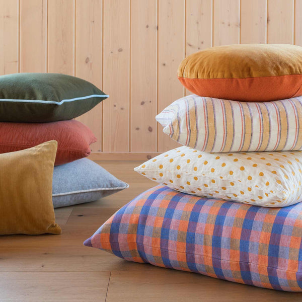 Linen Check Pillow in Multi Linen | Cover + Down Insert by Schoolhouse