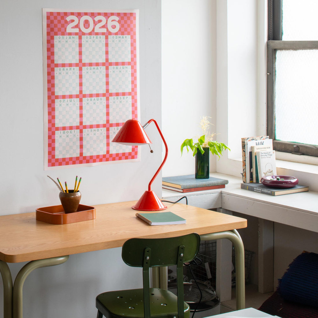 Cozy desk setup.