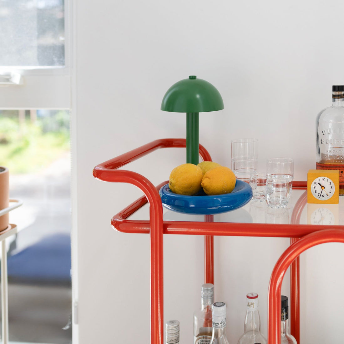 Styled bar cart.