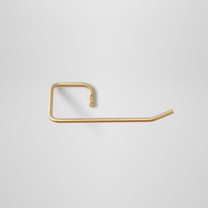Front view of Mara Towel Holder showcasing its solid brass construction with a light gray background