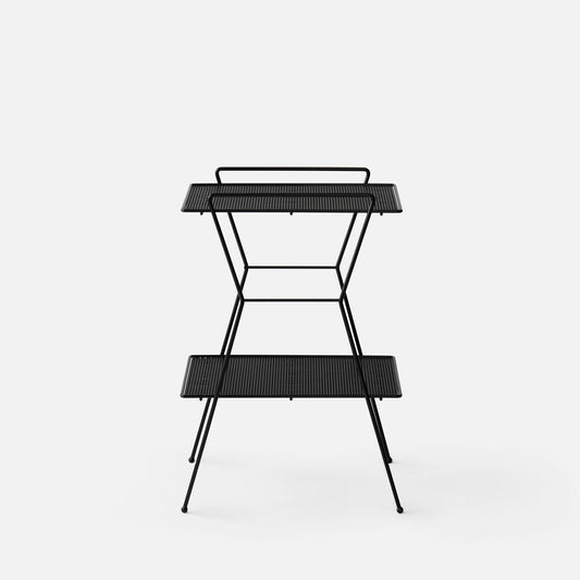 Front view of Telephone Table showcasing two perforated shelves and powder-coated steel wire construction against a white background