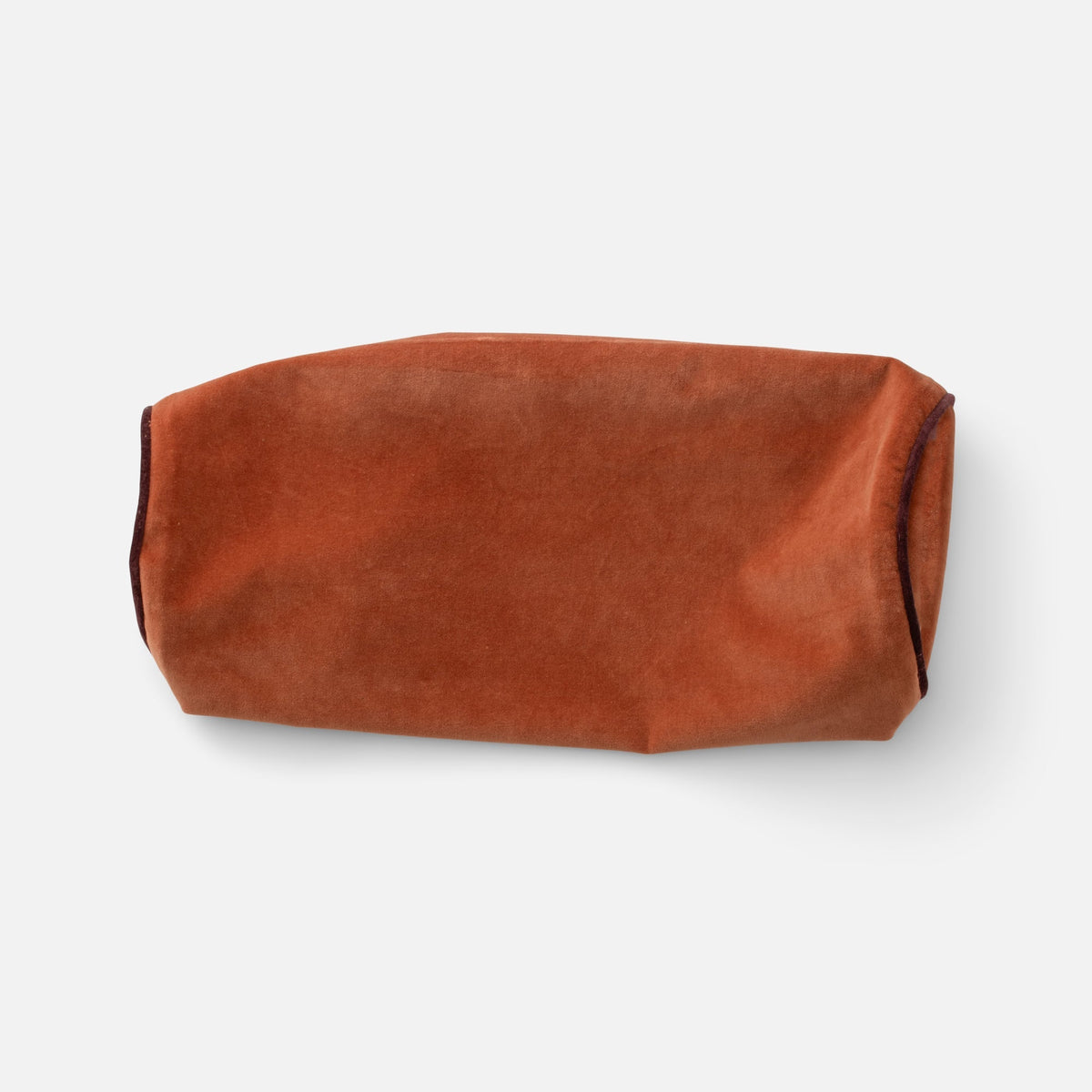 Front view of Velvet Piped Pillow showcasing 100% cotton velvet and contrast piping against a white background