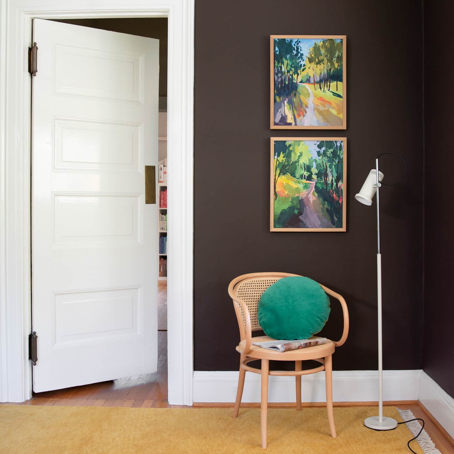 Velvet + Wool Circle Pillow::Green::Hover