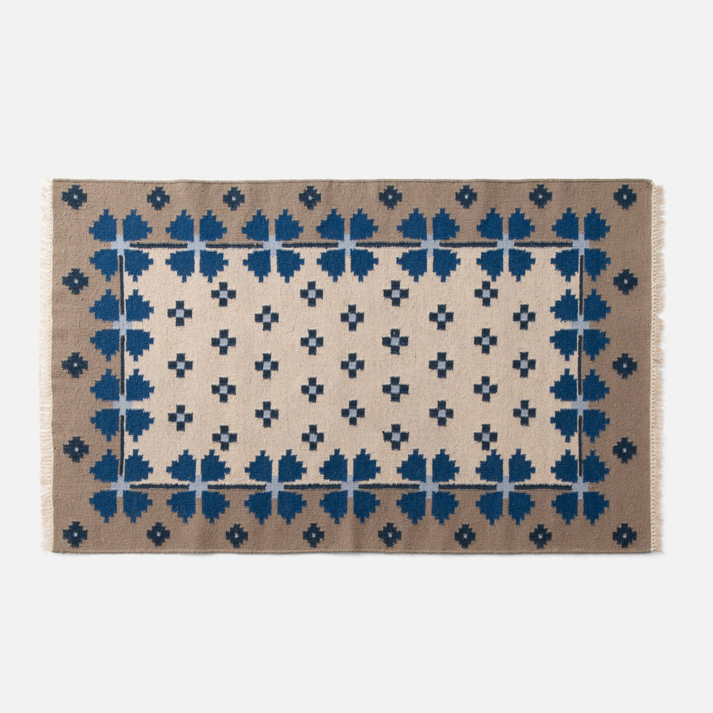 flora wool flatweave rug::indigo::main