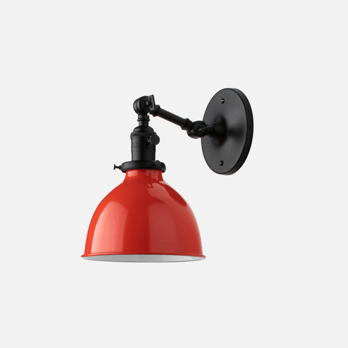 Persimmon Vintage Metal Enamel Table Lamp with Saucer Shade